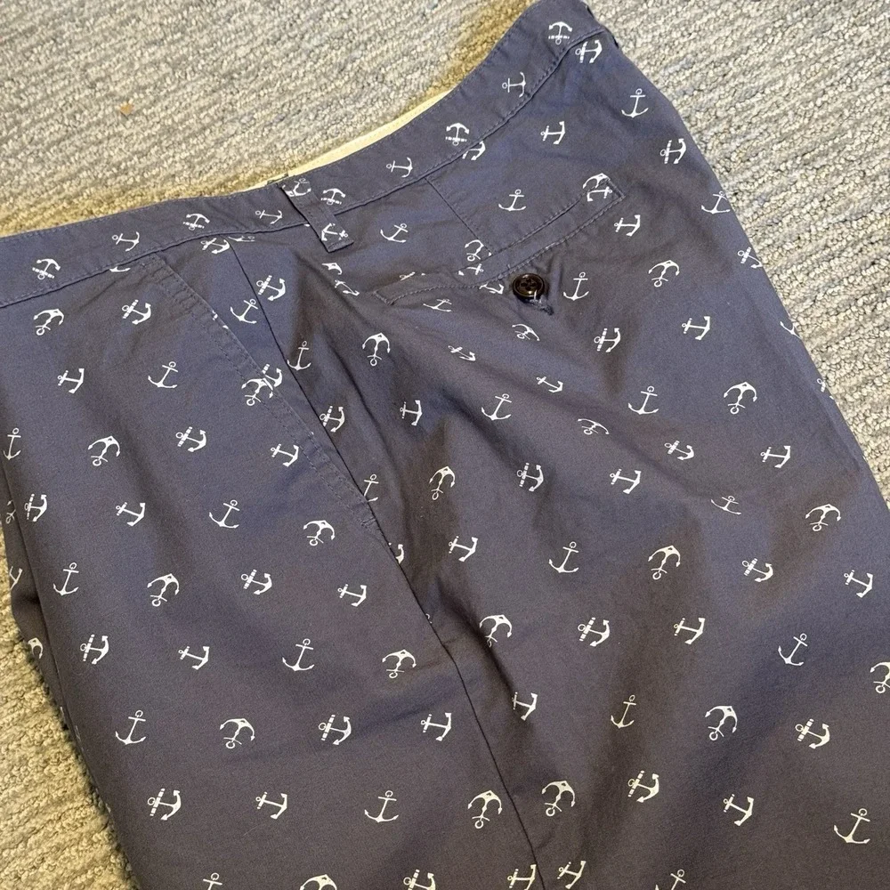 Dockers Men's Shorts Blue 38 Cotton Anchor Print Classic Fit Flat Front  Beach